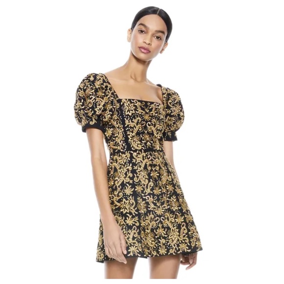 ALICE + OLIVIA Kristian Embellished Embroidered Dress - Picture 7 of 16